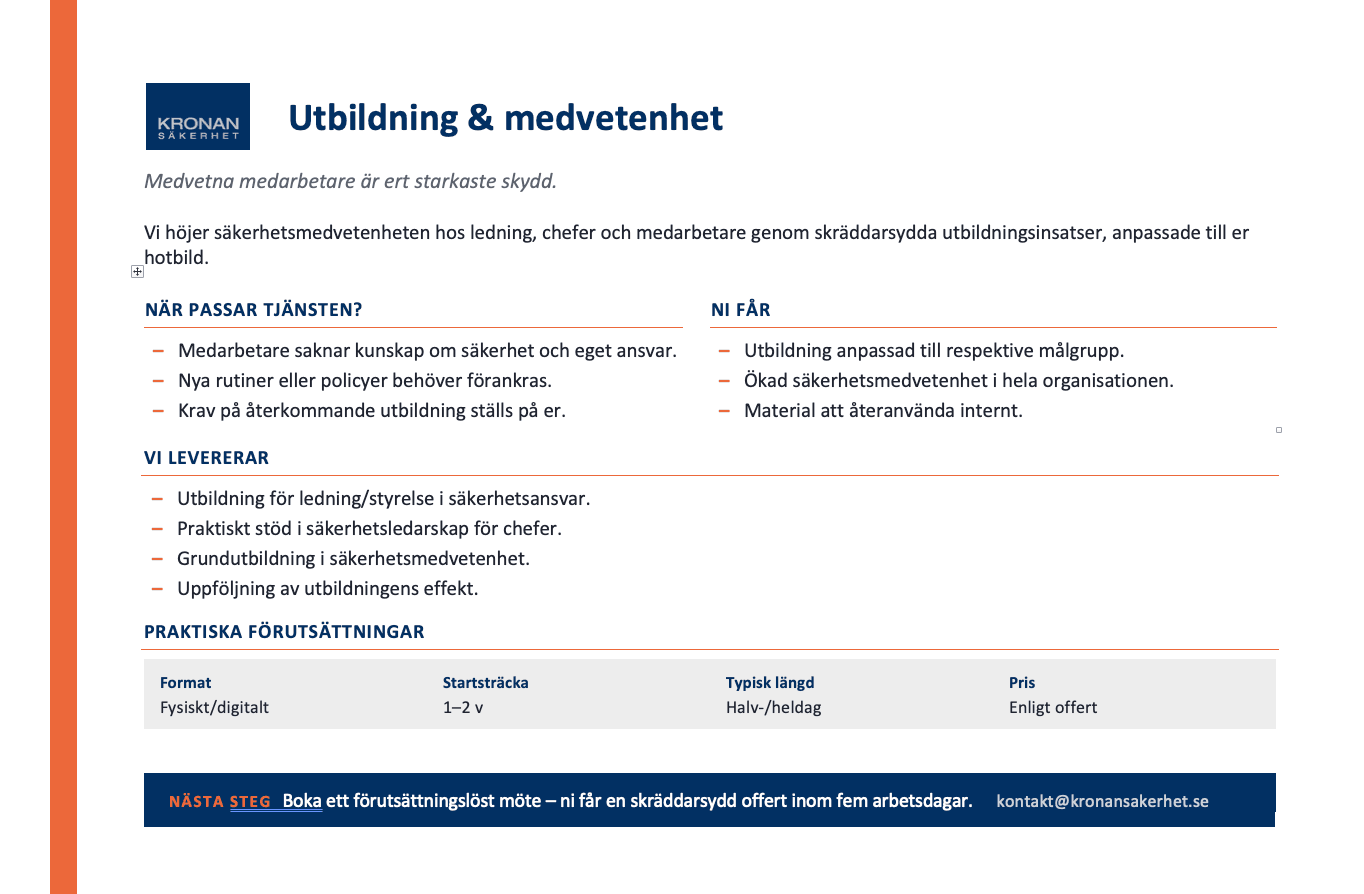 Utbildningar & medvetenhet